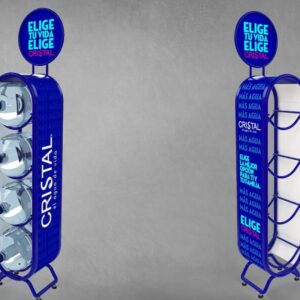 Expositores metálicos y displays de botellas de 20 litros de agua