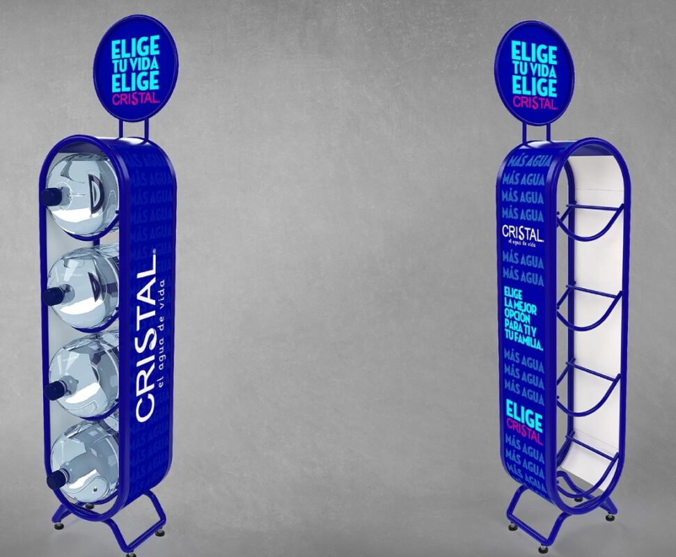 Expositores metálicos y displays de botellas de 20 litros de agua Expositores metálicos y displays de botellas de 20 litros de agua