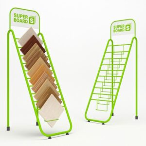 exhibidores metalicos para muestrarios de madera