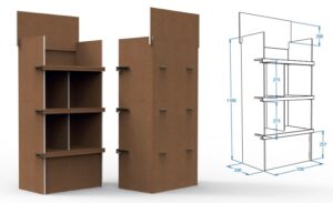 Stands cartón aceitunas en nido abeja o reboard