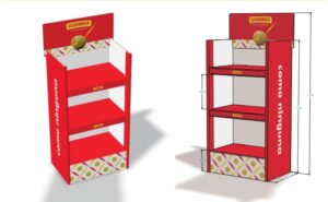 expositor para alimentación muy resistente en 16 mm en carton reboard o nido de abeja