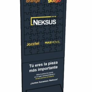 Expositor de cartón personalizado para tiendas minoristas Display publicitario puzzle en cartón YOIGO