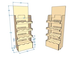 expositor con medidas de 60X40 un cuarto de palet