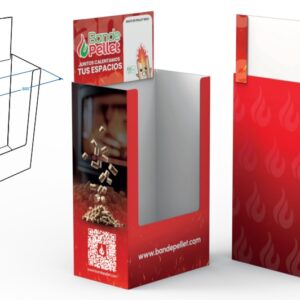 Box palet cartón para Pellets de madera pino, fácil de montar y resistente, ideal para tiendas supermercados y grandes almacenes