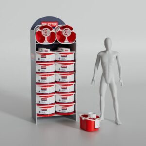 expositor carton de pie para cubos de agua