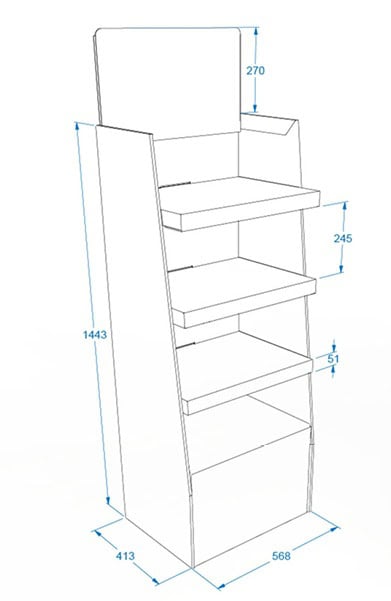 Expositor o estructura de carton personalizado modelo 24, adaptable en medidas sin coste de troquel, fácil montaje, ideal para tiendas y supermercados.MODELO 16 STANDAR Expositor o estructura de carton personalizado modelo 24, adaptable en medidas sin coste de troquel, fácil montaje, ideal para tiendas y supermercados.