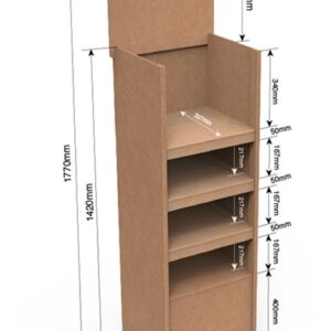 Expositor o estructura de carton personalizado con baldas resistente y facil de montar