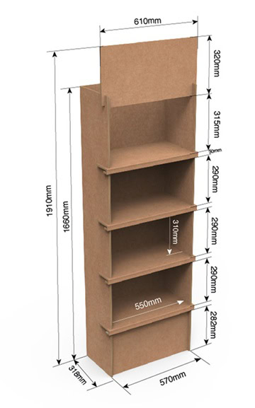 expositor o estructura de carton personalizado modelo 15, adaptable en medidas sin coste de troquel ideal para tiendas y supermercadoMODELO 22 STANDAR expositor o estructura de carton personalizado modelo 15, adaptable en medidas sin coste de troquel ideal para tiendas y supermercado