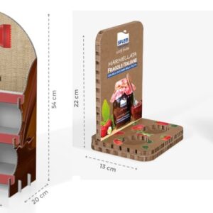 Expositor sobremesa de cartón personalizado con logotipo de marca, ideal para tiendas y ferias