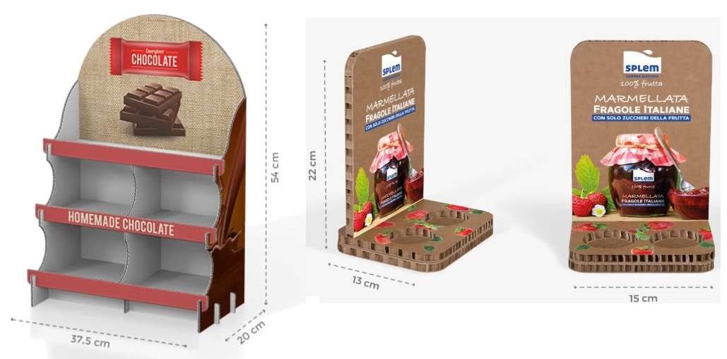 Expositor sobremesa de cartón personalizado con logotipo de marca, ideal para tiendas y ferias