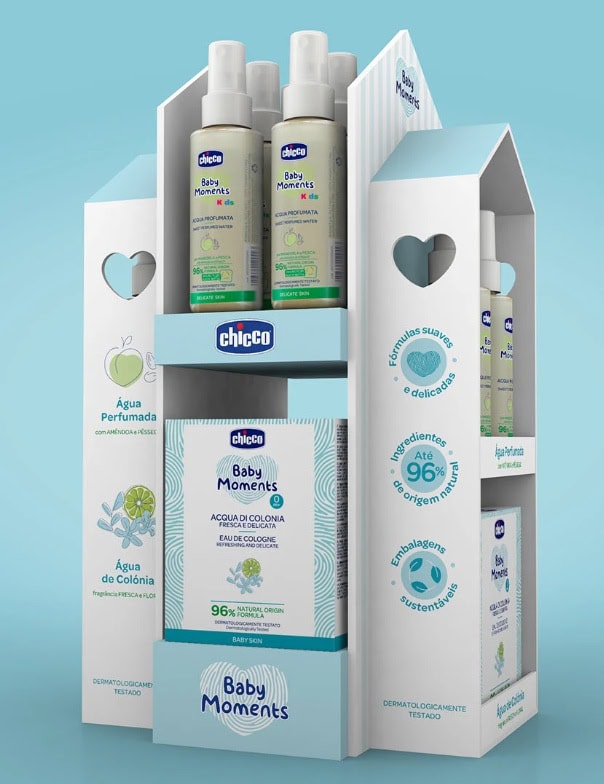 Expositor de cartón ecológico personalizado para farmacias con logo y diseño limpio Expositor de cartón ecológico personalizado para farmacias con logo y diseño limpio