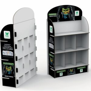 Expositor de cartón personalizado para tienda con logotipo y promoción